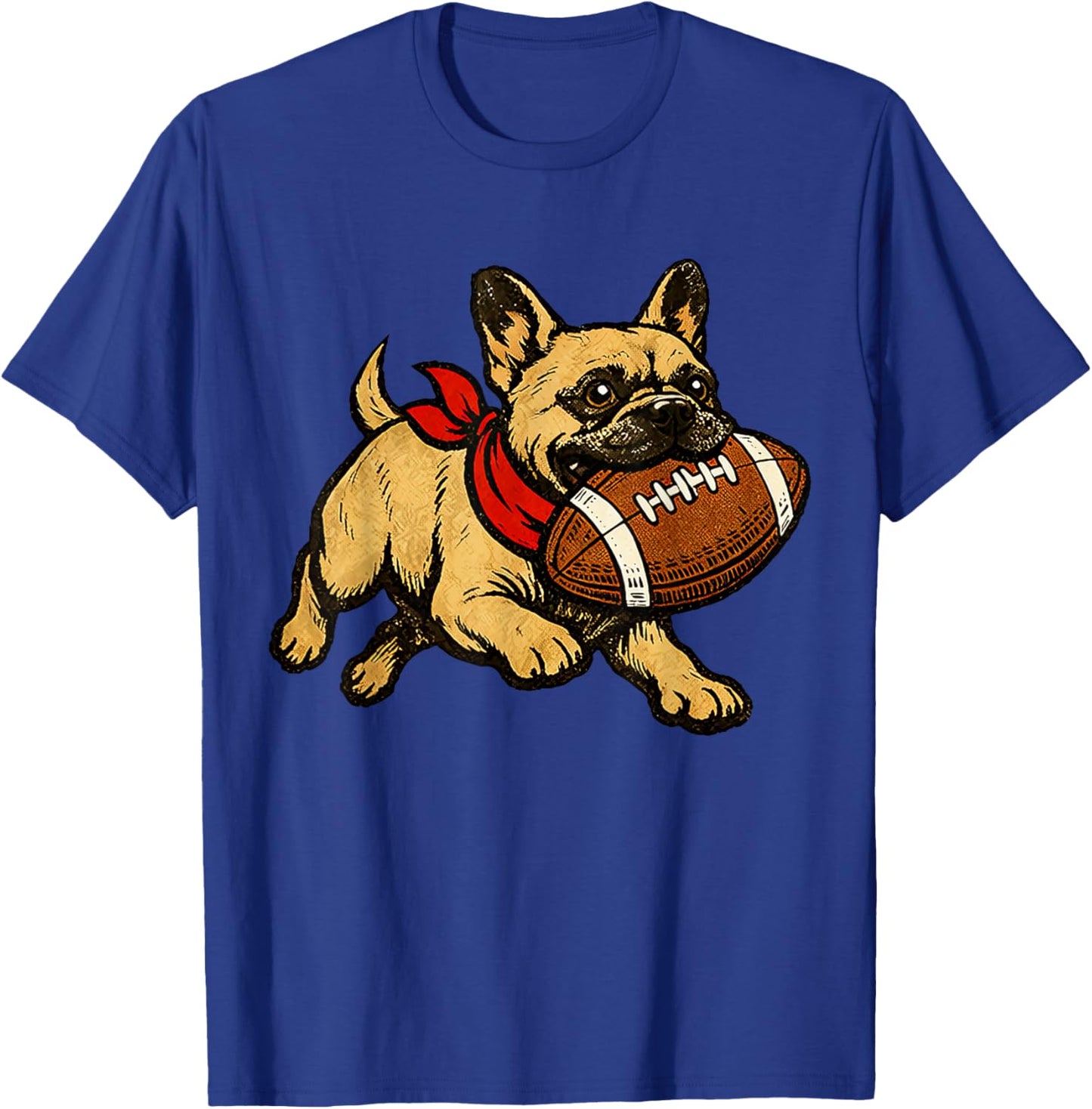 French Bulldog Dog Sports Football Game Day Touchdown T-Shirt - T-Shirt | Royal