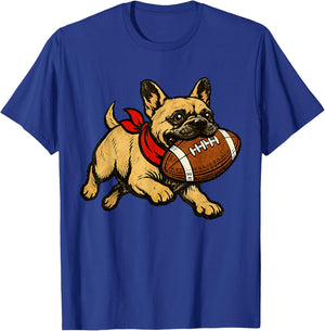 French Bulldog Dog Sports Football Game Day Touchdown T-Shirt - T-Shirt | Royal