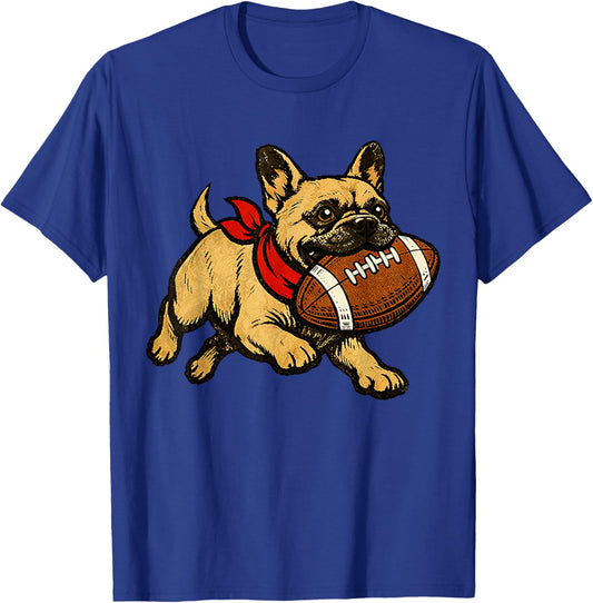 French Bulldog Dog Sports Football Game Day Touchdown T-Shirt - T-Shirt | Royal