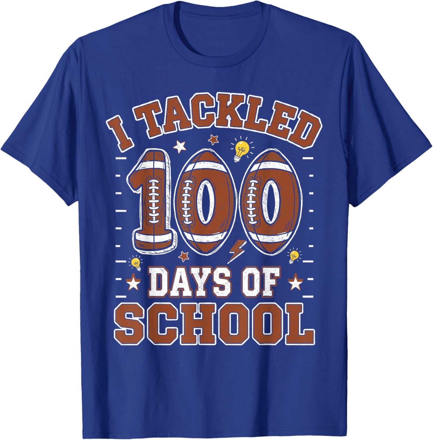 I Tackled 100 Days of School Football 100th Day Kids Boys T-Shirt - T-Shirt | Royal