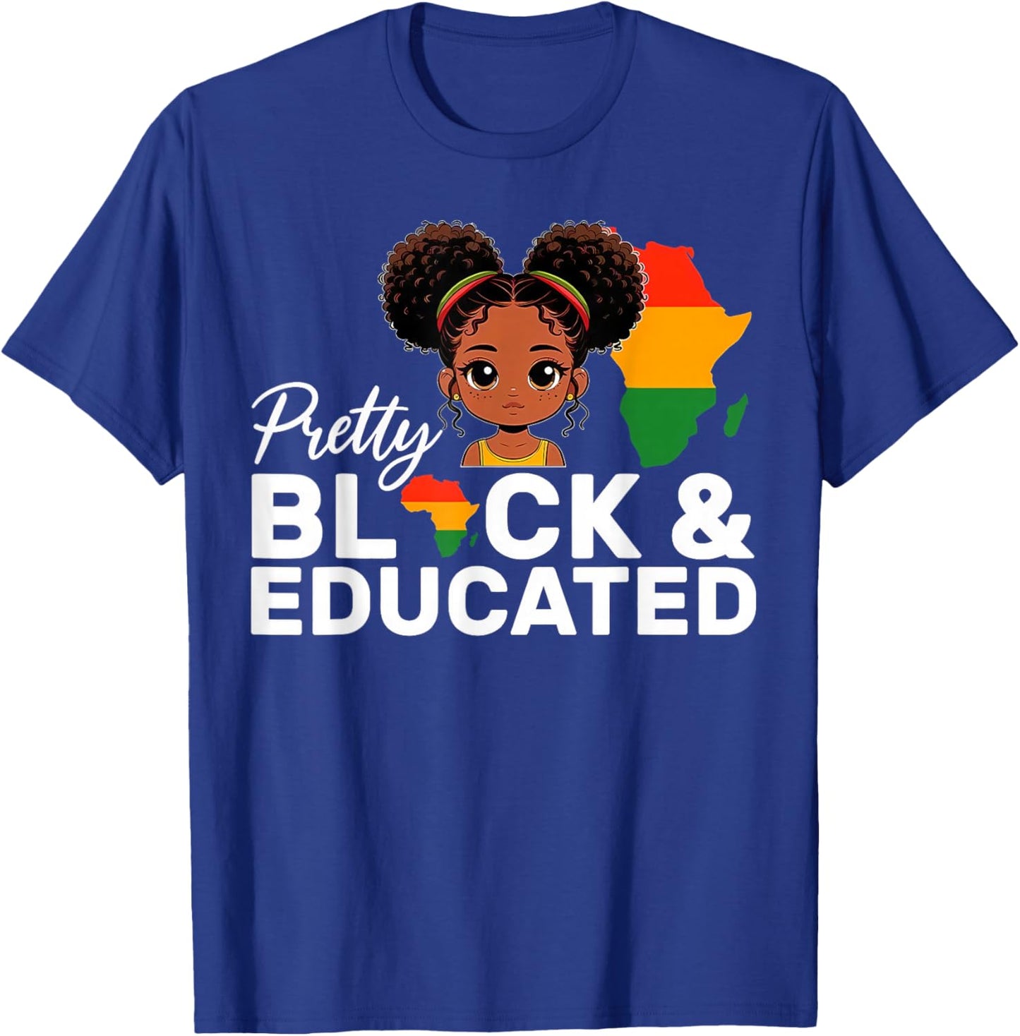 Pretty Black and Educated Girl Kids Black History Month T-Shirt - T-Shirt | Royal