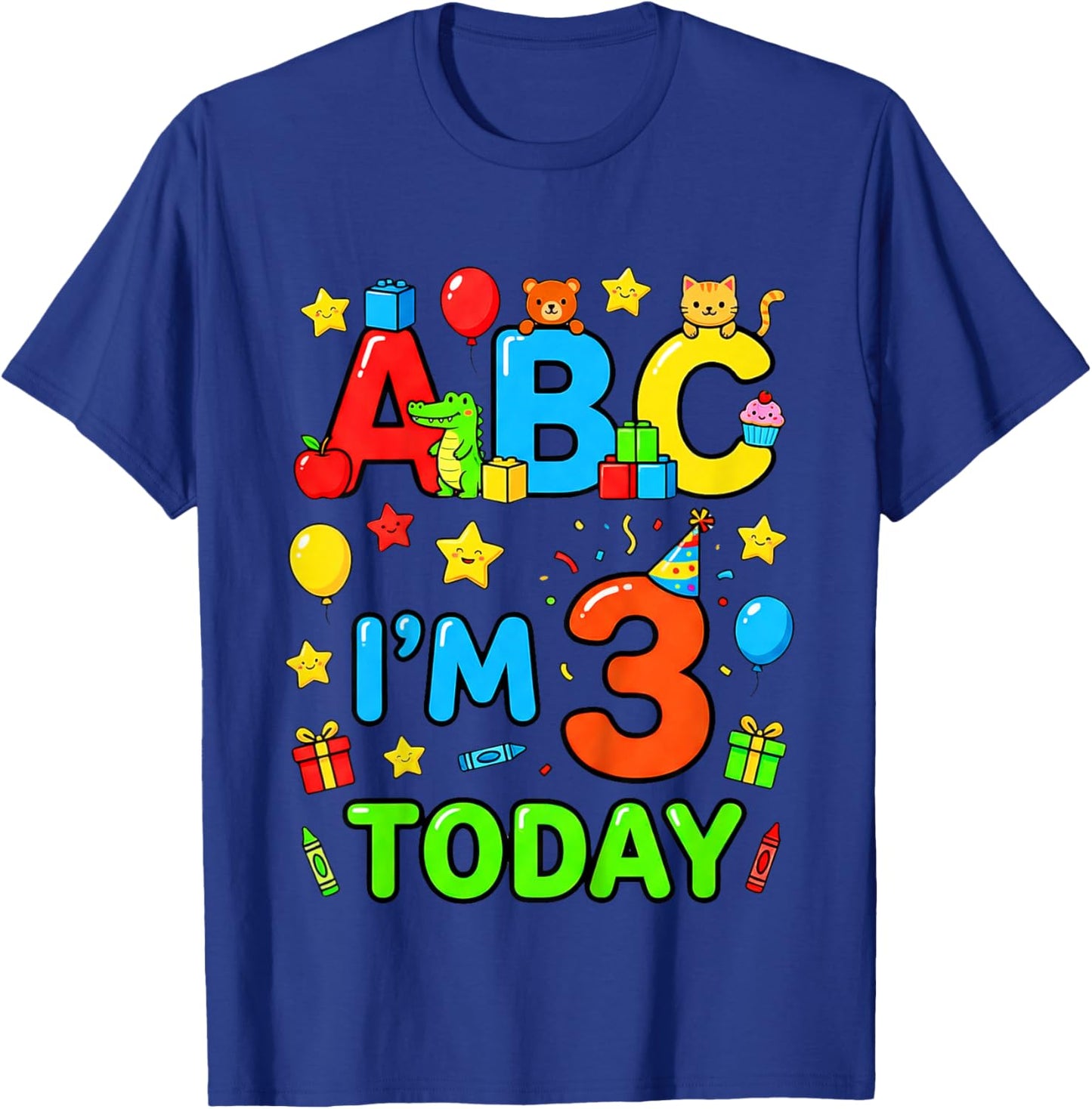 ABC I’m 3 Today 3rd Birthday Alphabet Toddler T-Shirt - T-Shirt | Royal