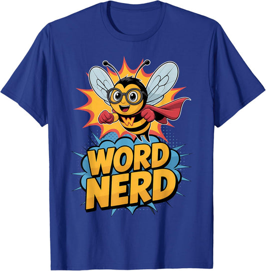 Word Nerd Superhero Spelling Bee Teacher Student T-Shirt - T-Shirt | Royal