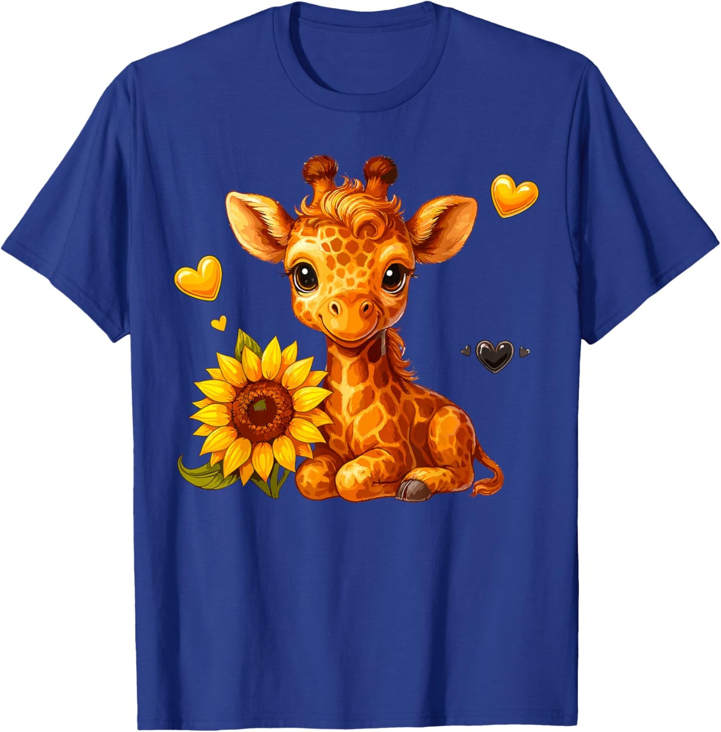Cute Giraffe with Sunflower T-Shirt - T-Shirt | Royal