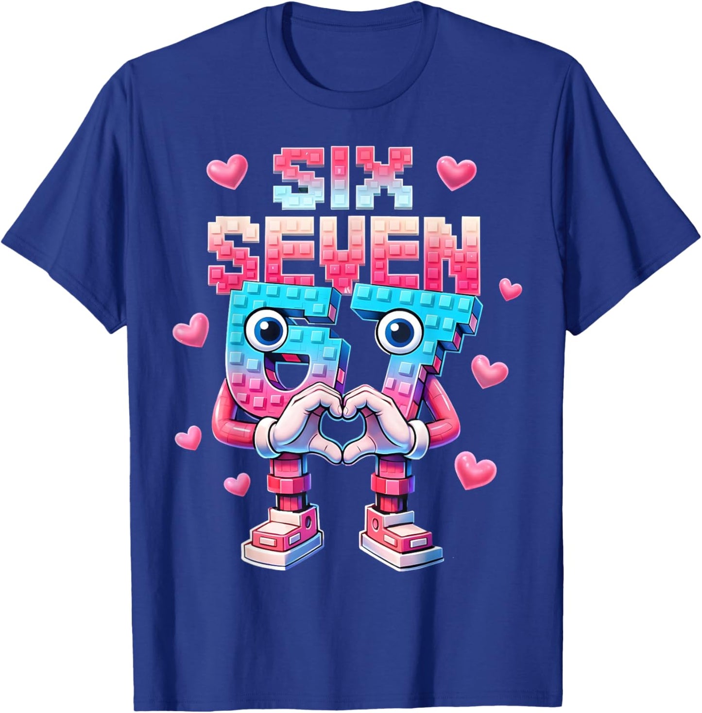 Six Seven 67 Brainrot Valentine Heart Gifts for Girl Boy Kid T-Shirt - T-Shirt | Royal