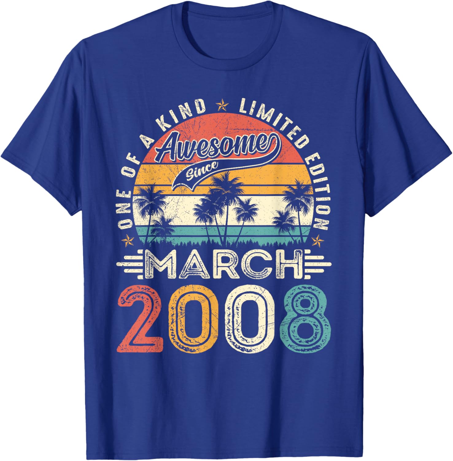Awesome Since March 2008 Vintage Retro 18th Birthday Boy Men T-Shirt - T-Shirt | Royal