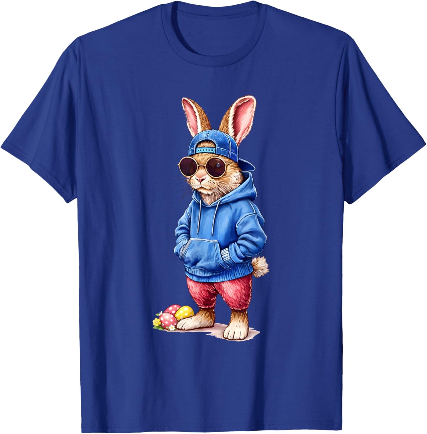 Happy Easter Rabbit Bunny Sunglasses Cap Boys Men Kids T-Shirt - T-Shirt | Royal
