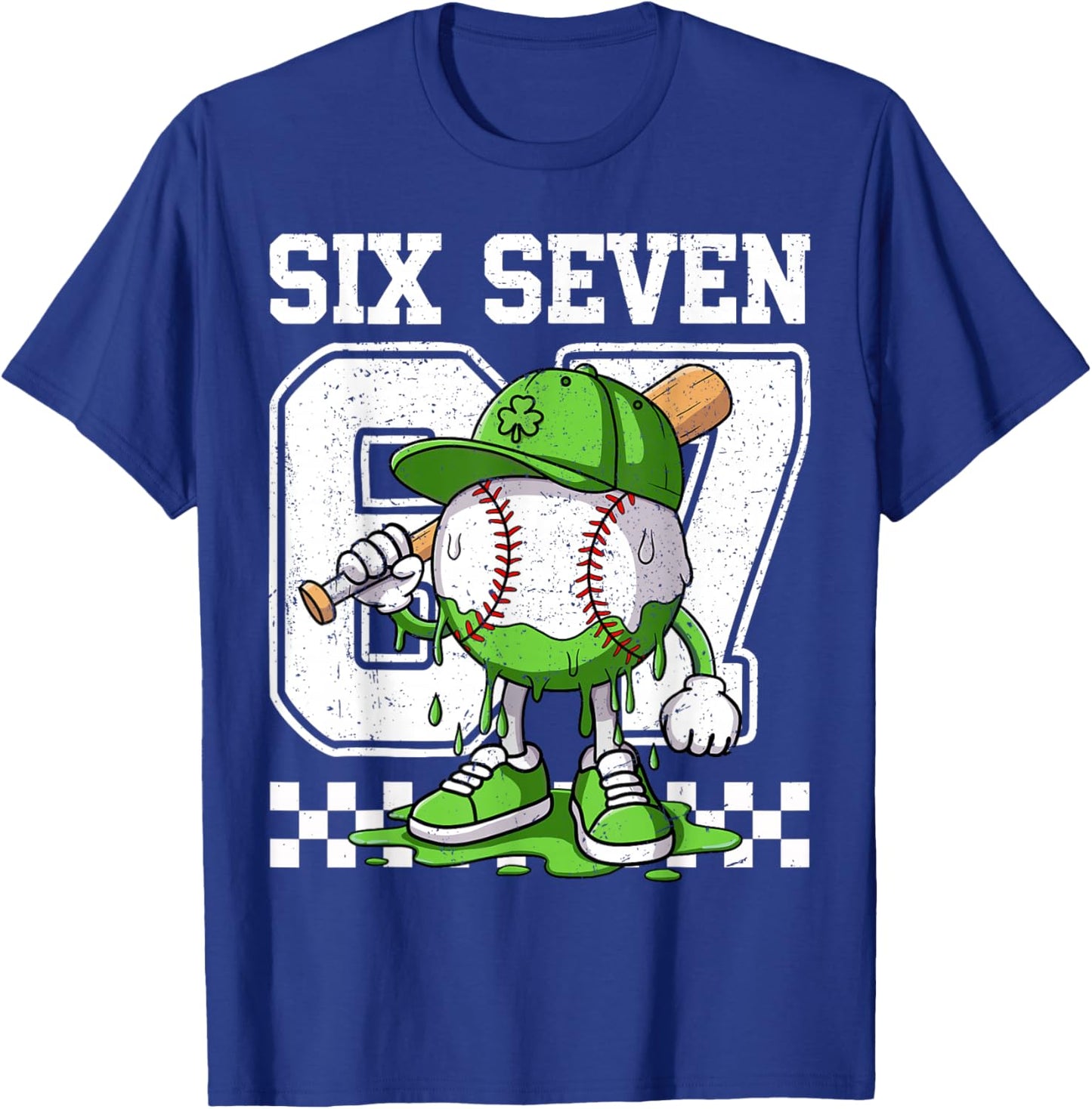 Boys St Patricks Day 67 Six Seven Baseball Ice Cream Drip T-Shirt - T-Shirt | Royal