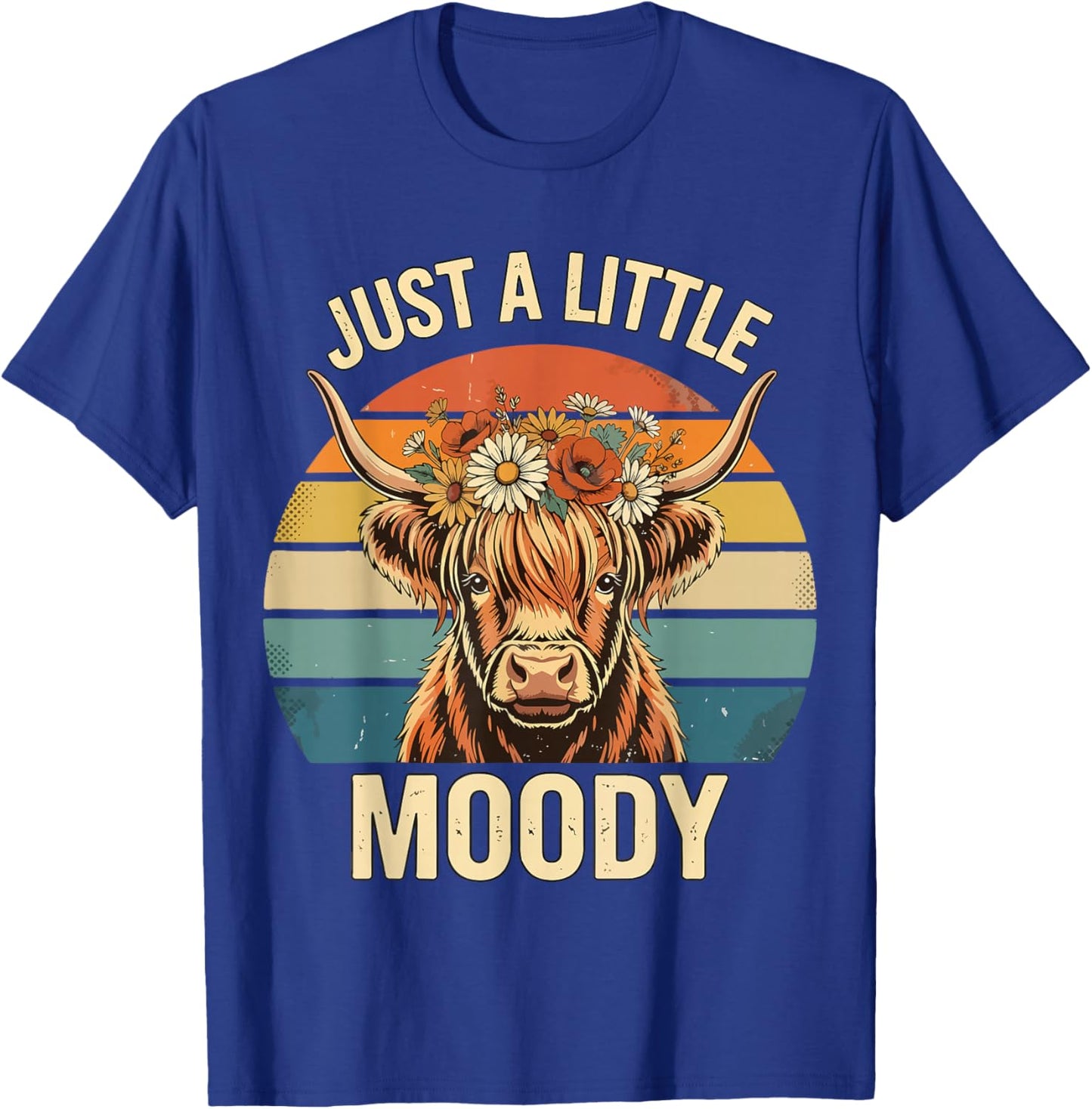 Highland Cow Vintage Flower Funny Farm Farmer T-Shirt - T-Shirt | Royal