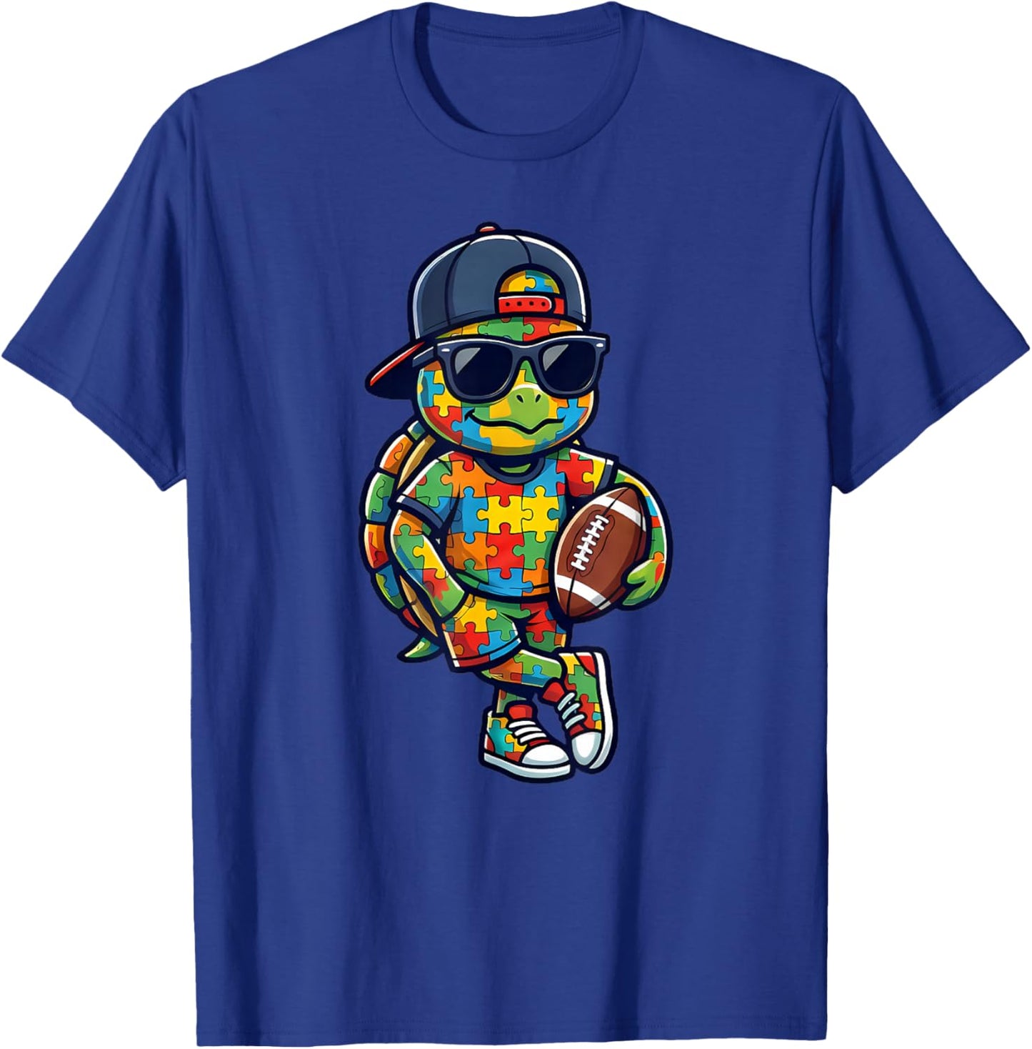 Funny Turtle American Football Puzzle Autism Men Boys T-Shirt - T-Shirt | Royal