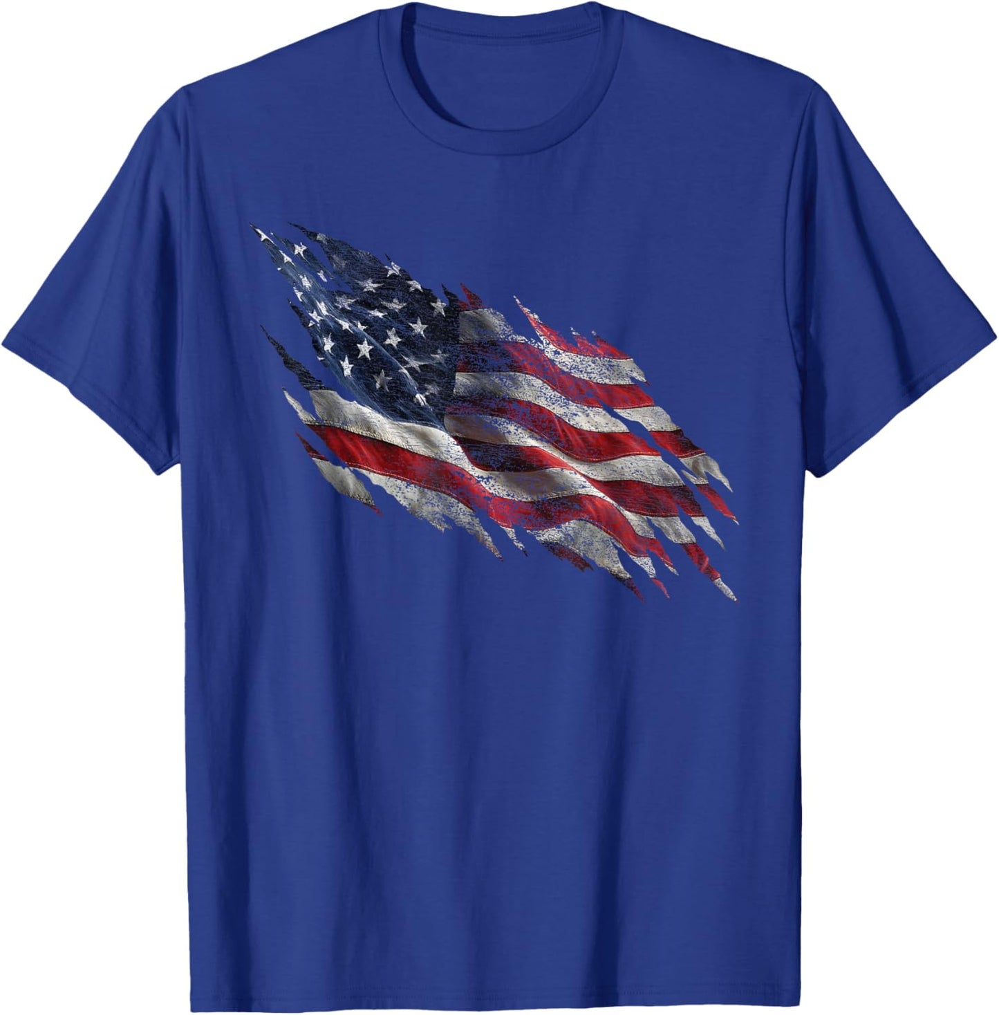 Distressed Tattered American Flag T-Shirt - T-Shirt | Royal