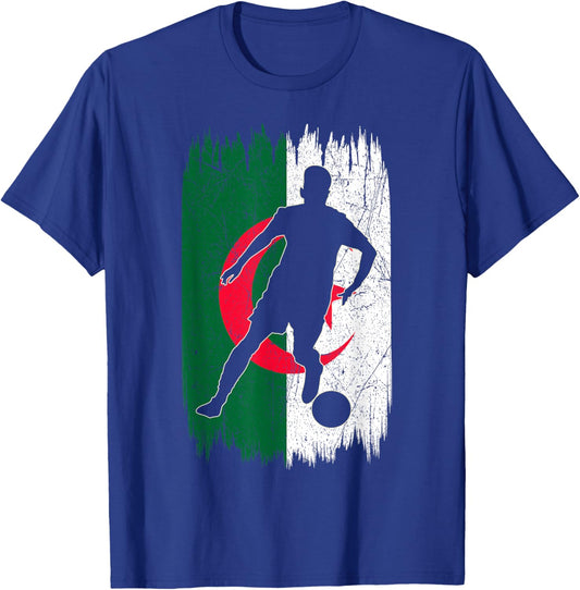 Algerian Flag Silhouette Algeria Pride Sports Lover T-Shirt - T-Shirt | Royal