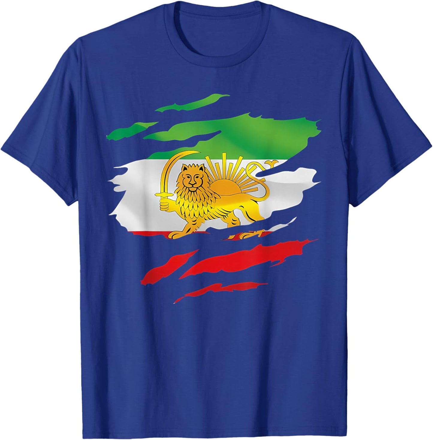 Free Iran Lion Sun Flag T-Shirt - T-Shirt | Royal