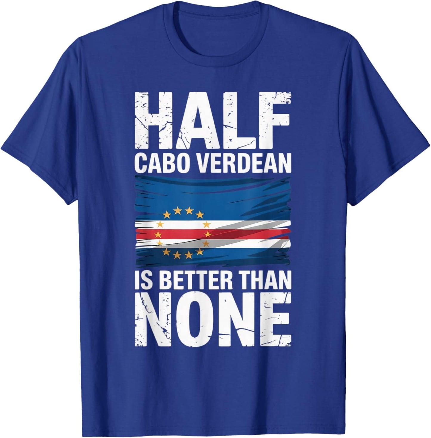 Cabo Verde Flag Pride Verdian Half Cape Verde T-Shirt - T-Shirt | Royal