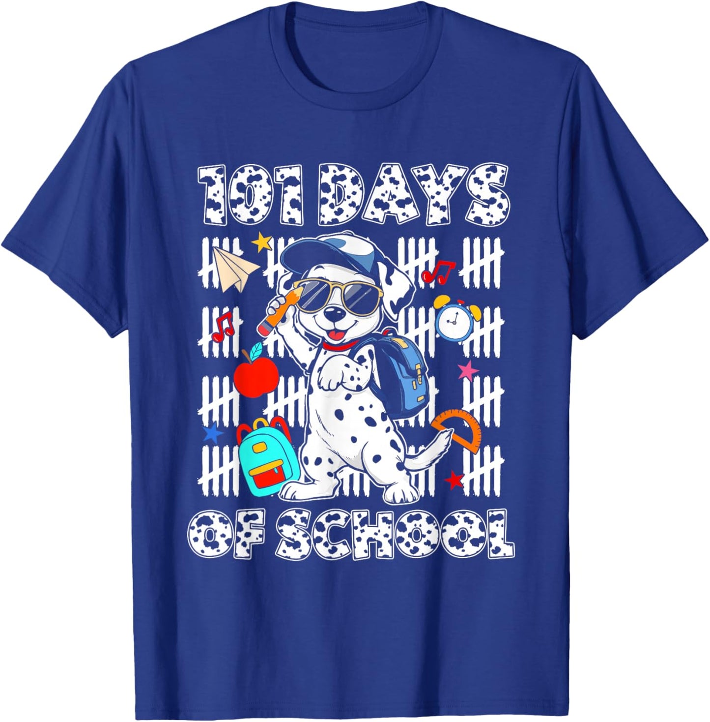 Happy 101 Days School Cute Dog 100 Days Smarter Student Kids T-Shirt - T-Shirt | Royal
