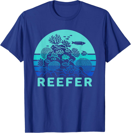 Retro Coral Reef Funny Reefer Aquarist T-Shirt - T-Shirt | Royal