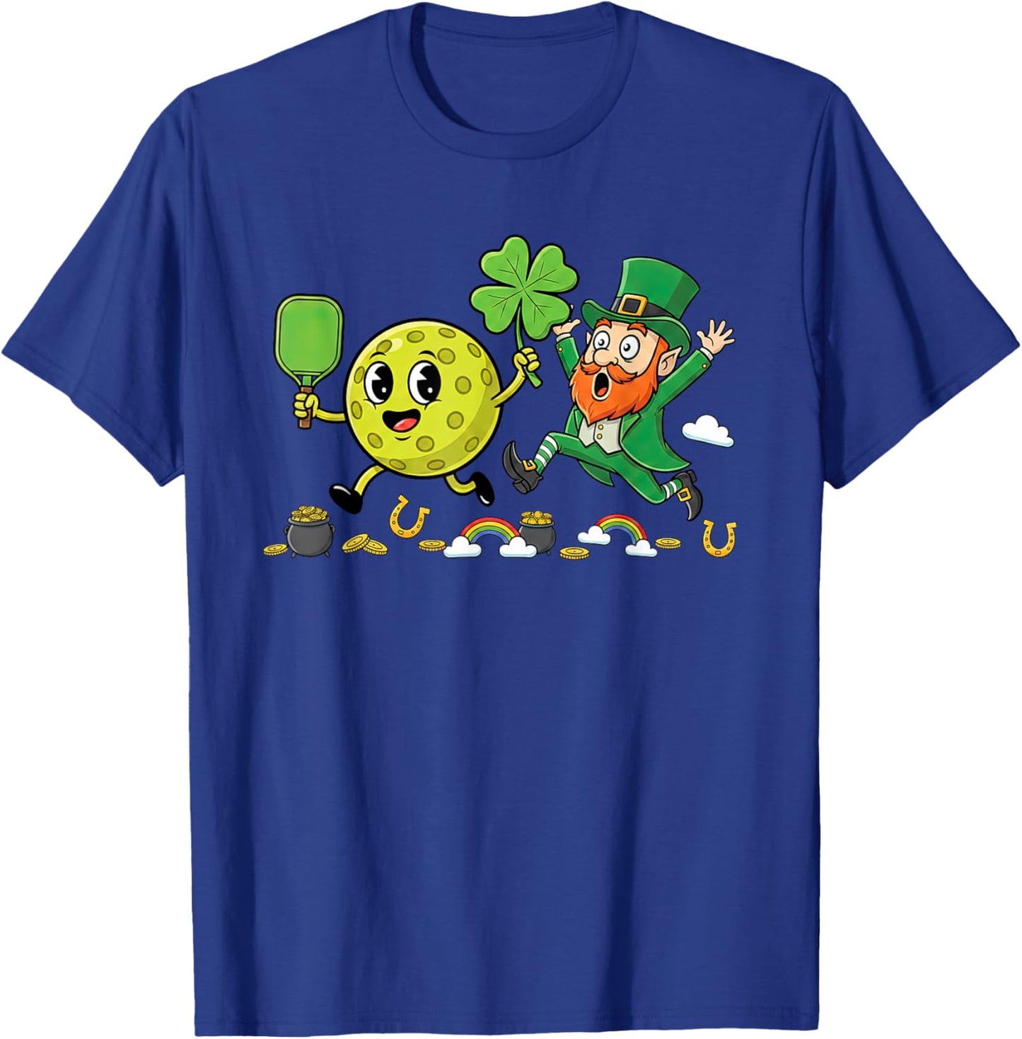 Pickleball Shamrock Clover St Patricks Day Kids T-Shirt - T-Shirt | Royal