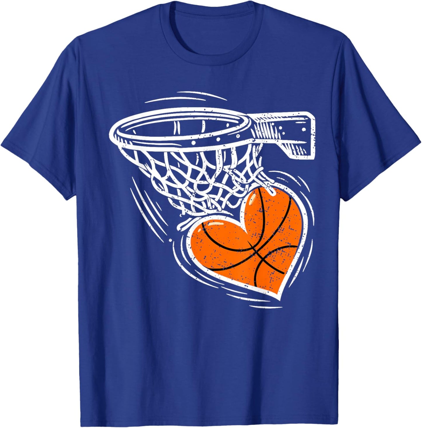 Valentines Day Basketball Heart Men Women Girls Kids T-Shirt - T-Shirt | Royal