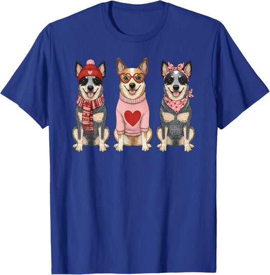Cute Blue Heeler Valentine Australian Cattle Dog T-Shirt - T-Shirt | Royal