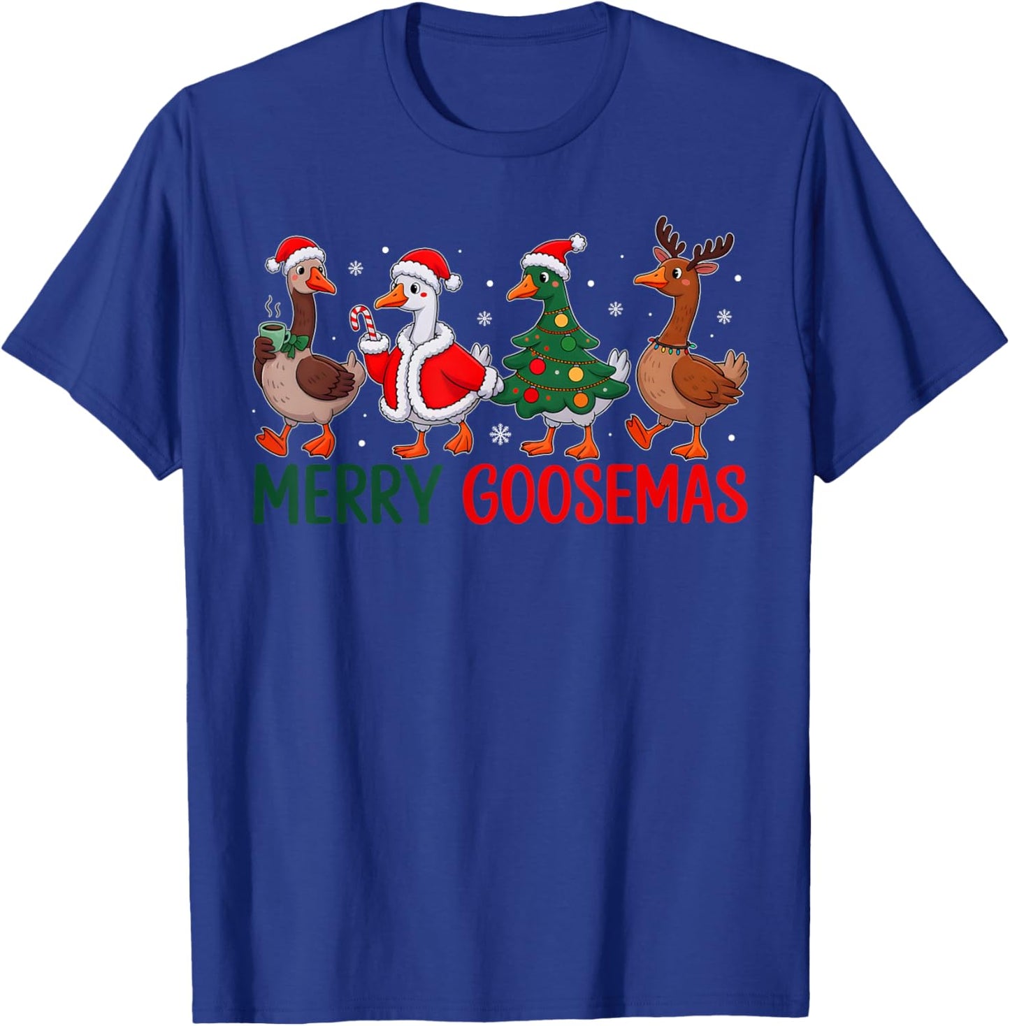 Merry Goosemas Christmas Goose Funny Xmas Family Men Women T-Shirt - T-Shirt | Royal