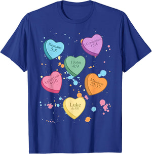 Women Christian Valentine Candy Heart Bible T-Shirt - T-Shirt | Royal