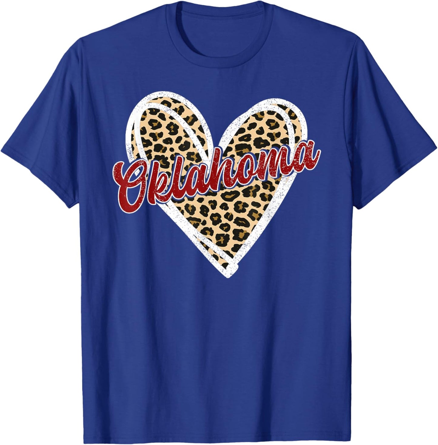 Retro Oklahoma Vintage Heart Leopard Women Kids T-Shirt - T-Shirt | Royal
