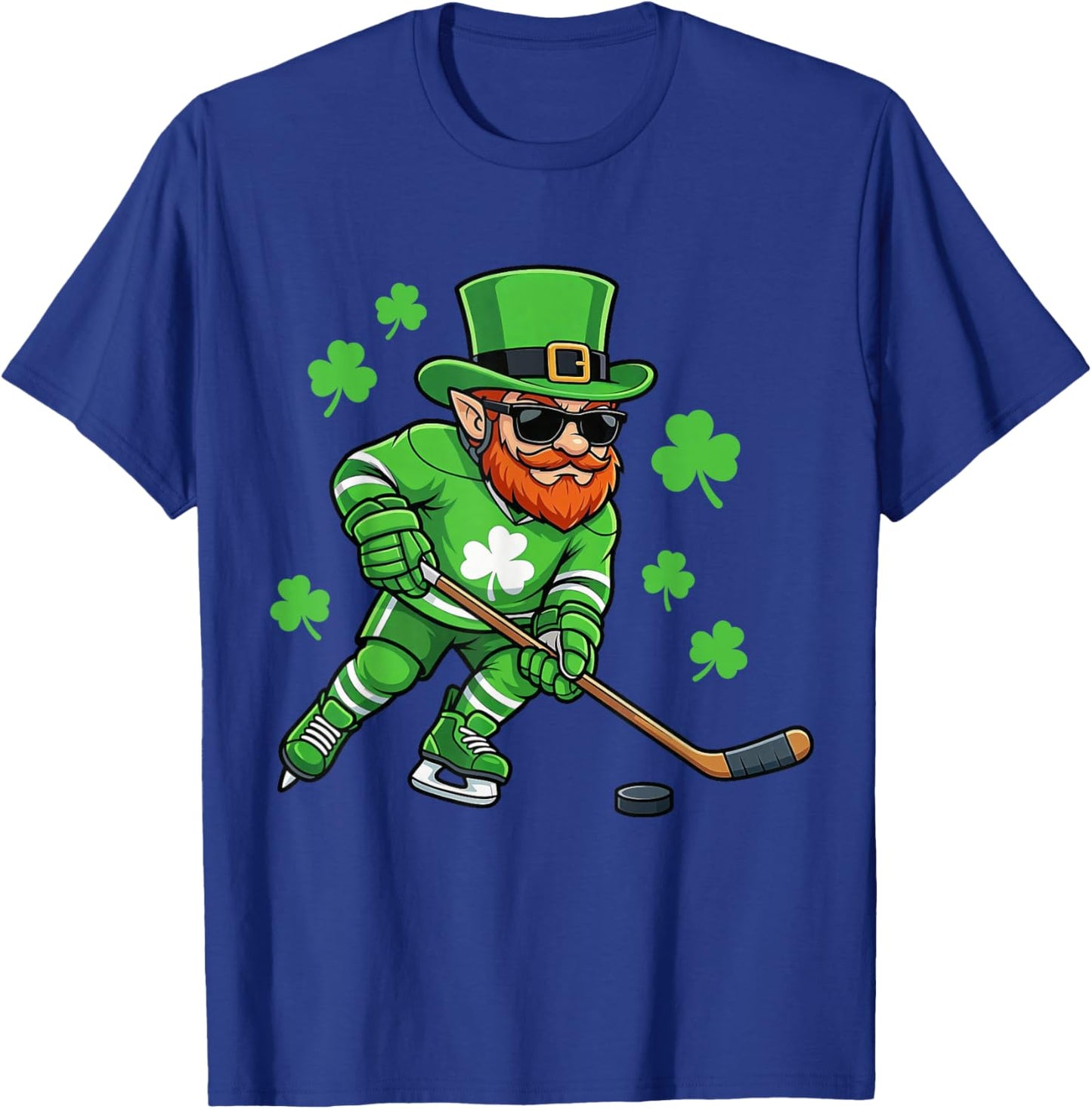 St Patricks Leprechaun Hockey Saint Paddys Shamrock Boys Men T-Shirt - T-Shirt | Royal