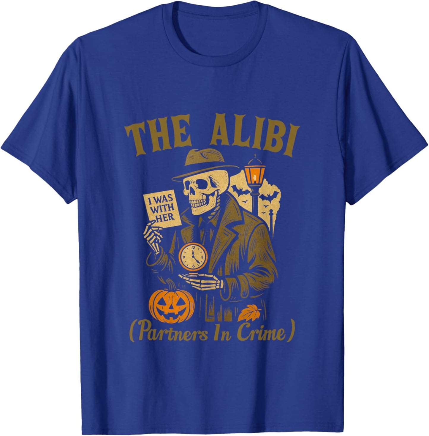 Halloween Skeleton Couple Matching Alibi Mastermind T-Shirt - T-Shirt | Royal