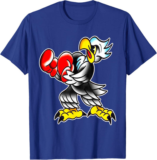 Bald Eagle Boxer Old School Tattoo Flash T-Shirt - T-Shirt | Royal