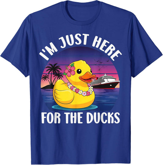 I'm Just Here for The Ducks Funny Duck Graphic T-Shirt - T-Shirt | Royal