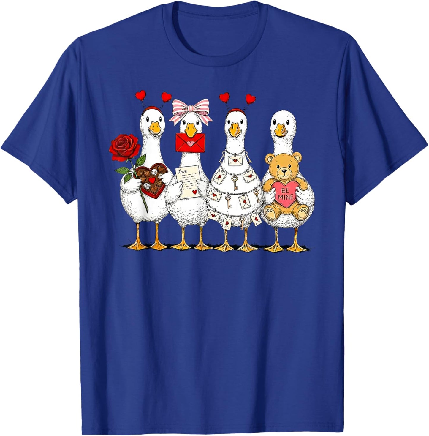 Pink Coquette Funny Silly Goose Valentines Cute XOXO Be Mine T-Shirt - T-Shirt | Royal