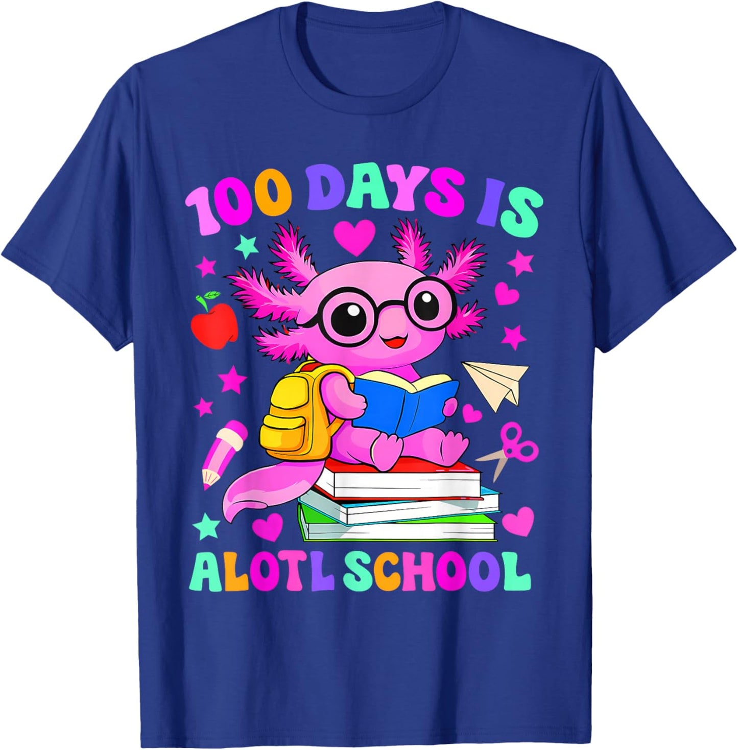 100 Days is Alotl School Axolotl 100th Day of School Girls T-Shirt - T-Shirt | Royal