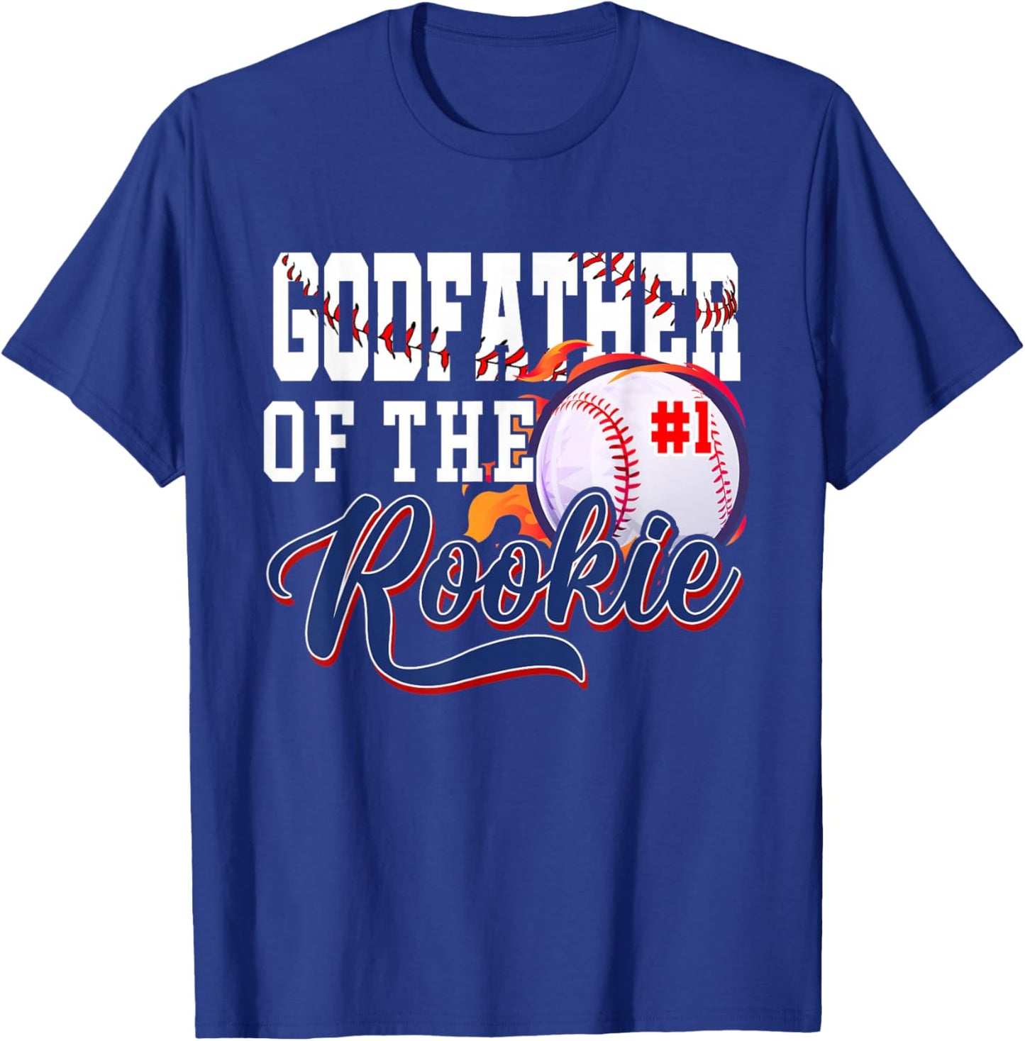 Godfather Rookie of Year 1st Birthday Baseball Theme T-Shirt - T-Shirt | Royal