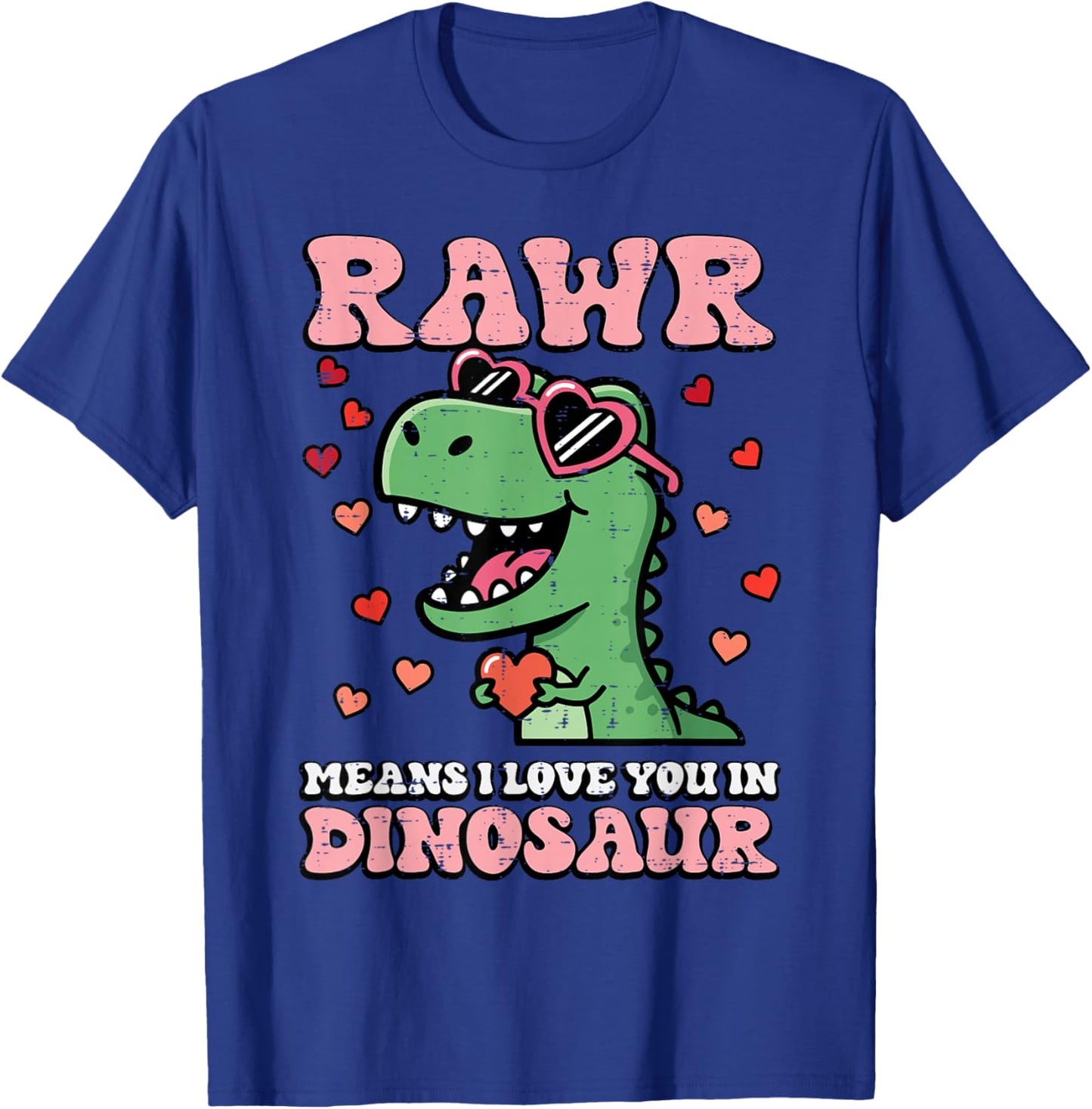 Rawr Means I Love You Dinosaur Valentines Day Trex Boys Kids T-Shirt - T-Shirt | Royal