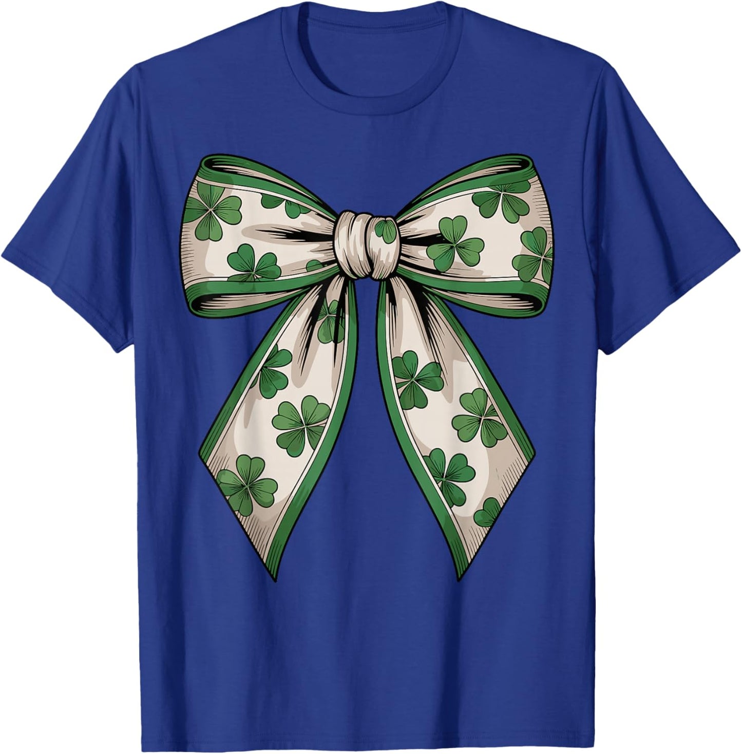 St Patricks Day Shamrock Coquette Bow Saint Pattys Girls T-Shirt - T-Shirt | Royal