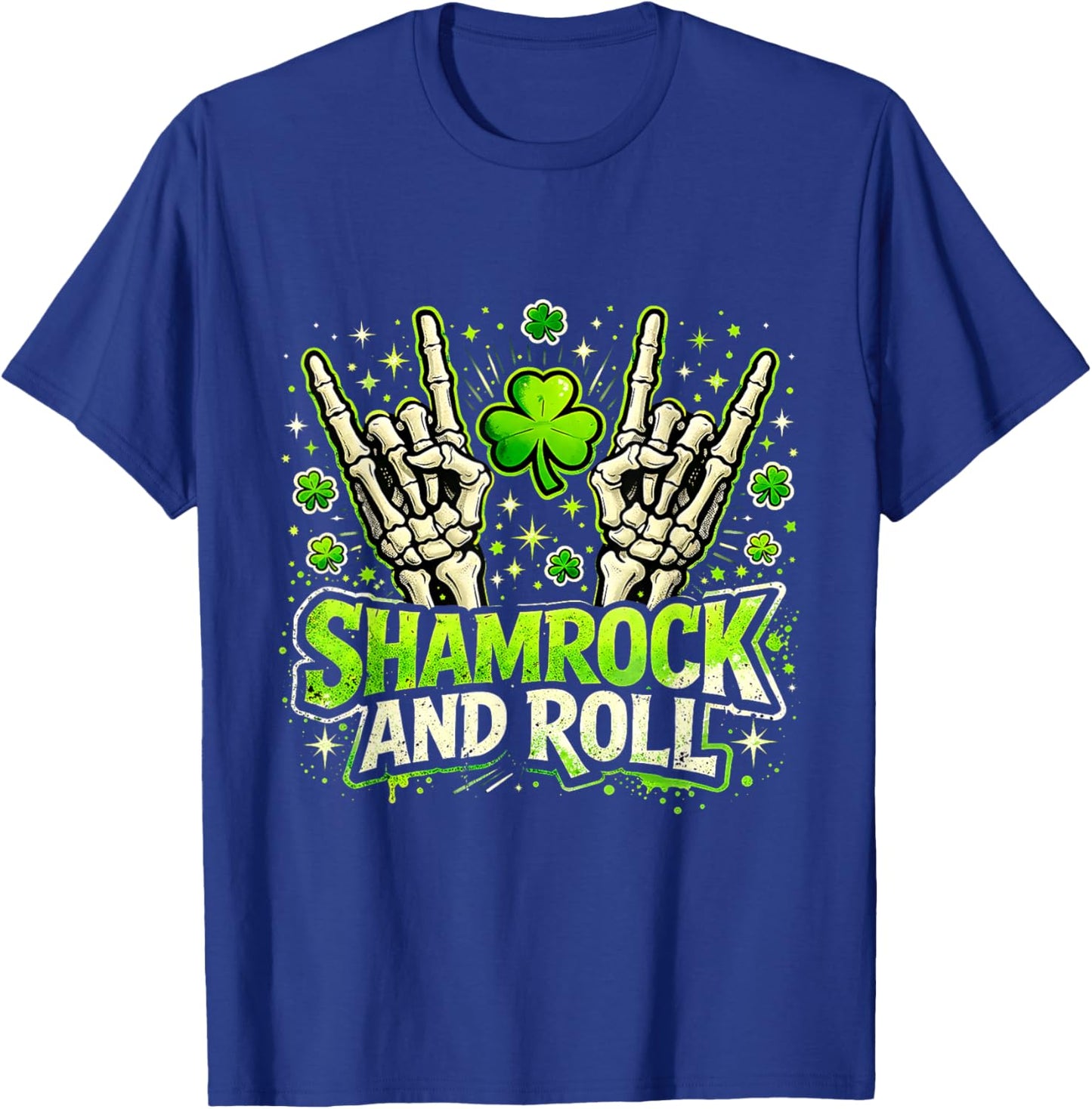 Shamrock and Roll St Patrick Day Rock Vibes T-Shirt - T-Shirt | Royal