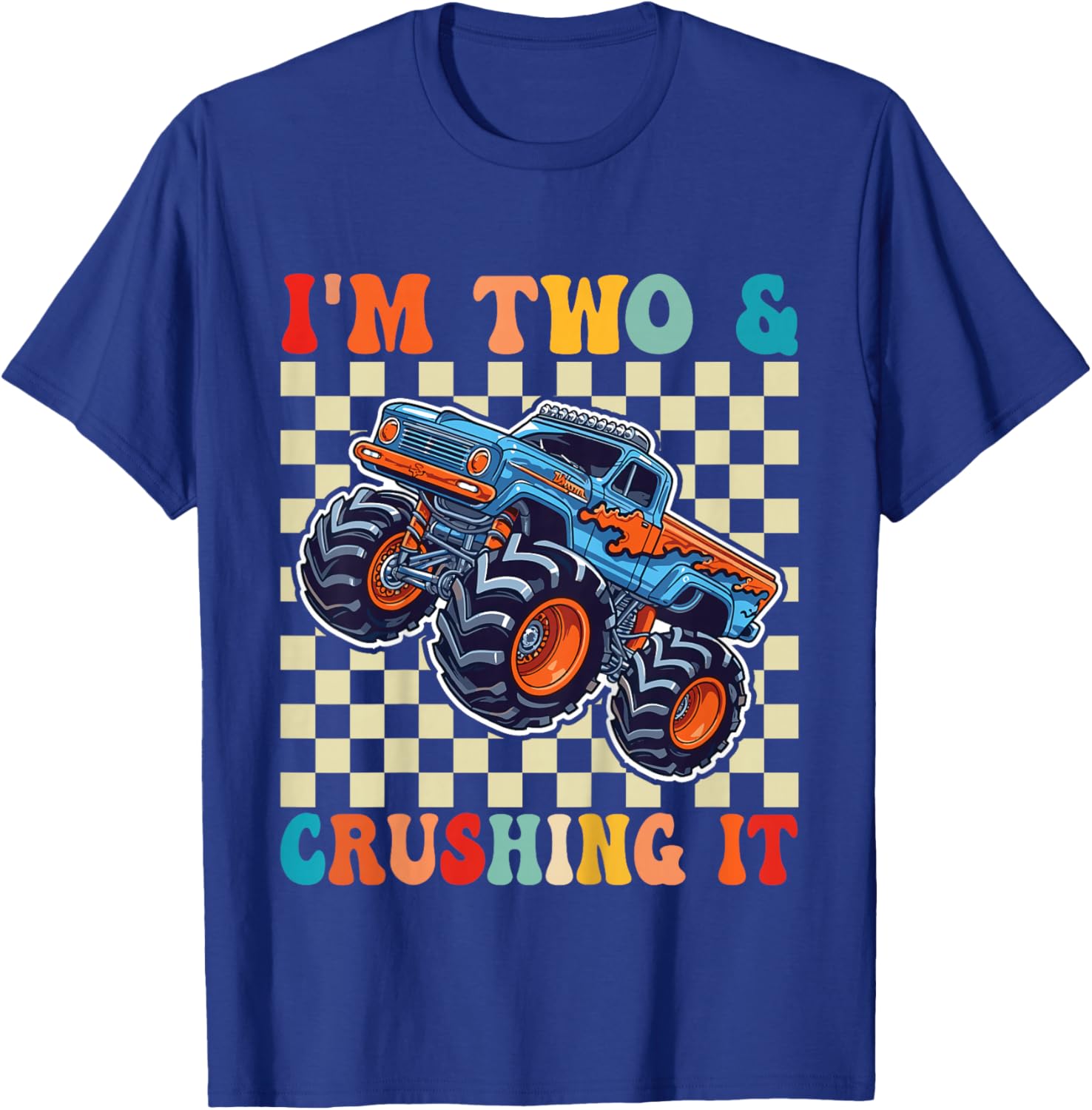 Birthday Monster Truck 2 Year Old Boys 2nd Birthday Party T-Shirt - T-Shirt | Royal