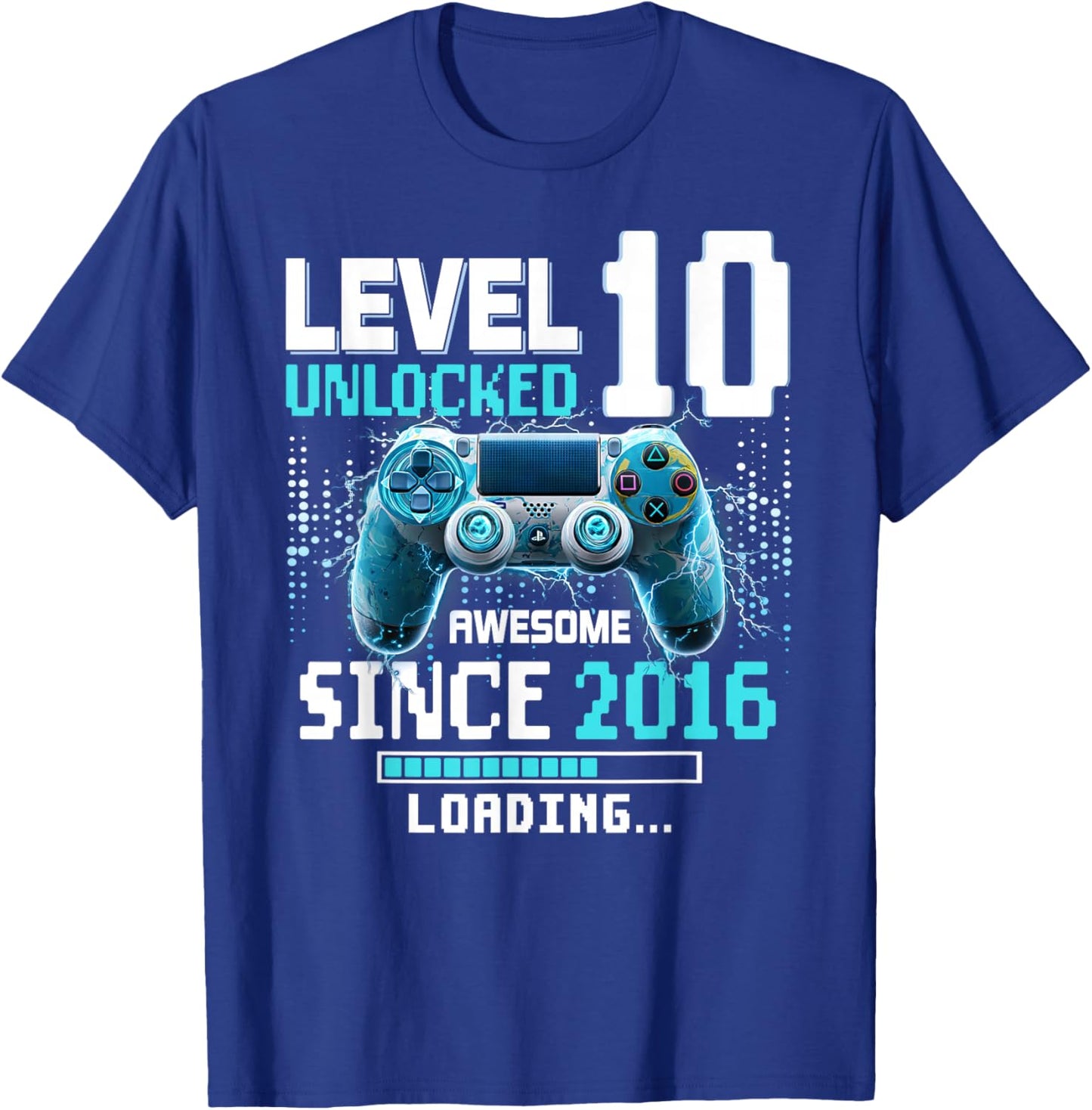 Level 10 Unlocked 10th Video Gaming Birthday T-Shirt - T-Shirt | Royal
