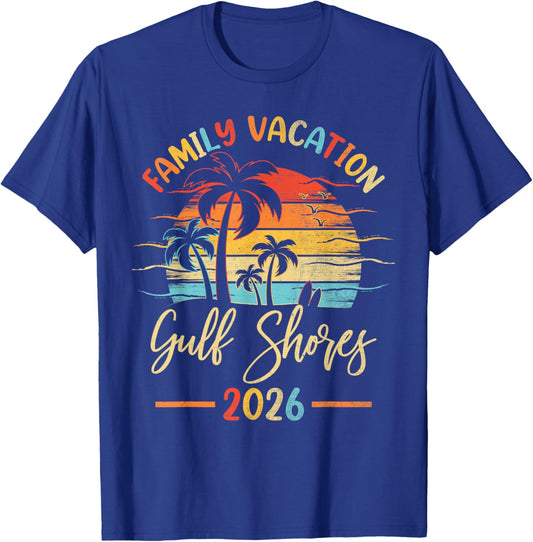 Summer Vibes Family Vacation 2026 Alabama Gulf Shores Beach T-Shirt - T-Shirt | Royal