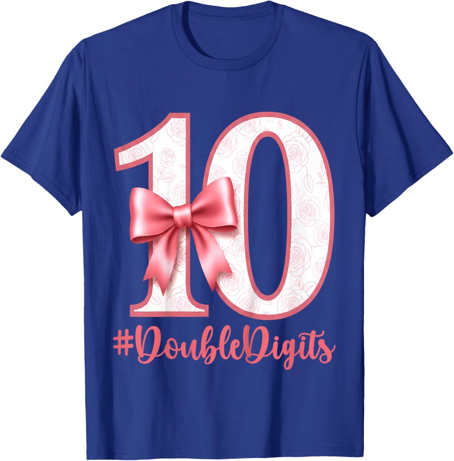 Double Digits Pink Coquette 10th Birthday Girl 10 Years Old T-Shirt - T-Shirt | Royal