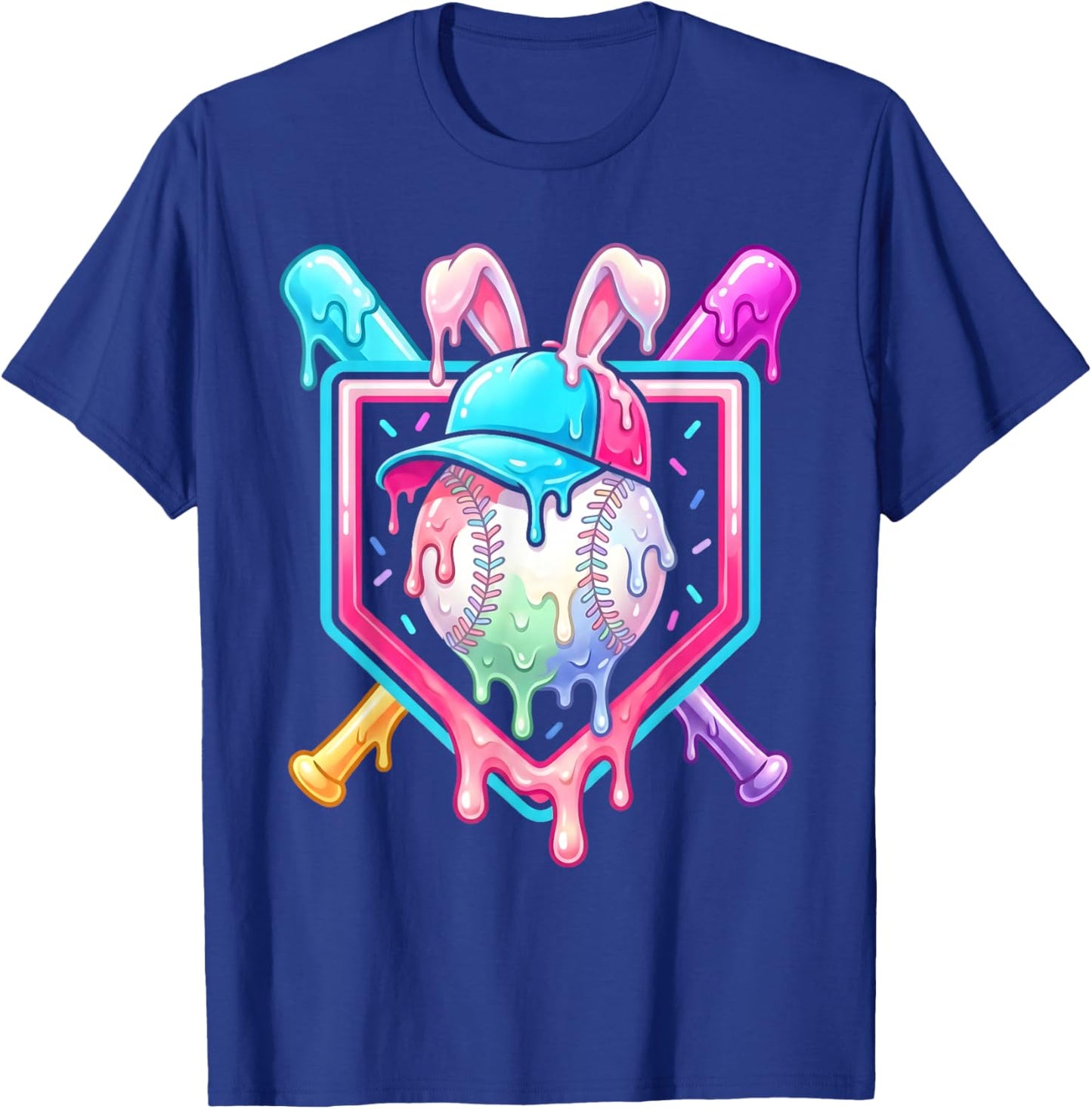 Bunny Baseball Hat with Ice Cream Easter Day Boys Kids Girls T-Shirt - T-Shirt | Royal