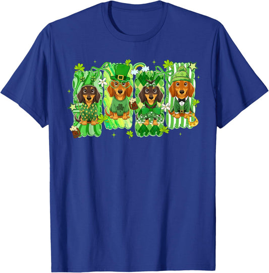 St. Patricks Day Lucky Cute Dachshund Preppy Irish Girl Kid T-Shirt - T-Shirt | Royal