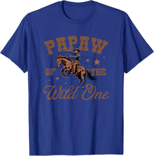 Papaw of The Wild One Cowboy Western Rodeo Party Matching T-Shirt - T-Shirt | Royal