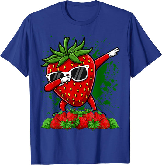 Funny Cool Dabbing Strawberry Festival 2024 Kids Toddlers T-Shirt - T-Shirt | Royal