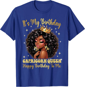 It's My Birthday Capricorn Queen Women Girl Zodiac Sign T-Shirt - T-Shirt | Royal