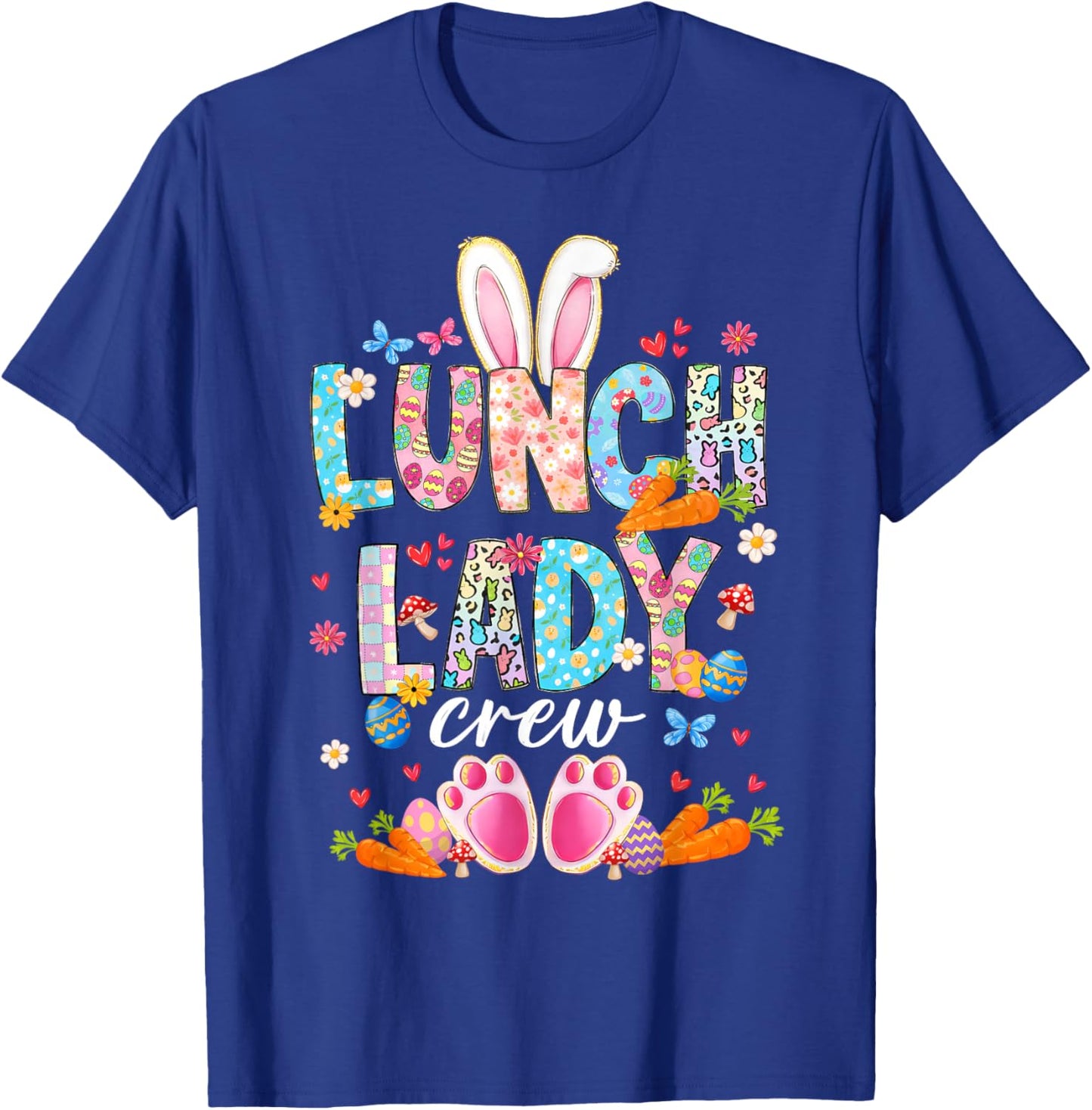Lunch Lady Crew Funny Bunny Lunch Lady Cafeteria Easter Day T-Shirt - T-Shirt | Royal