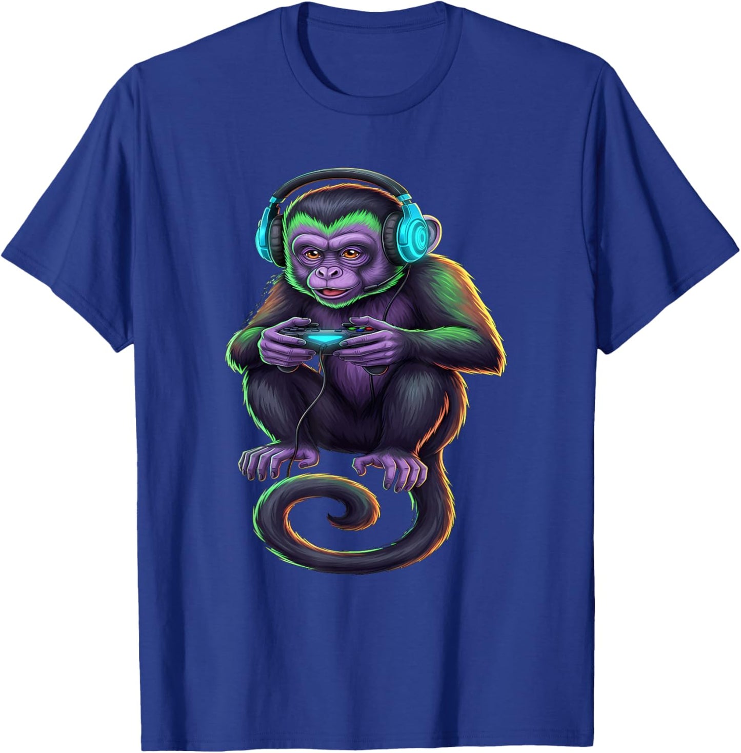 Monkey Gaming Animal Video Games Funny Monkey T-Shirt - T-Shirt | Royal