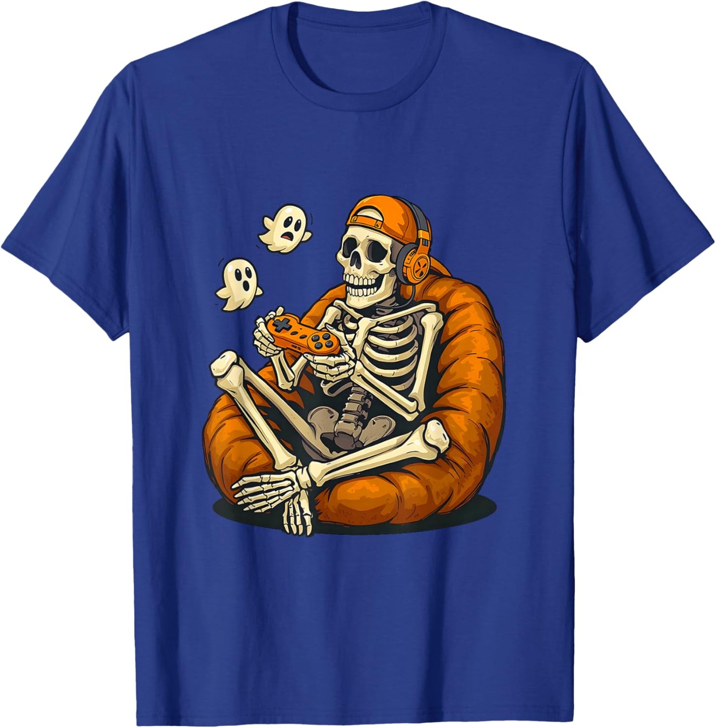 Halloween Skeleton Gamer Video Gaming Boys Men Kids T-Shirt - T-Shirt | Royal