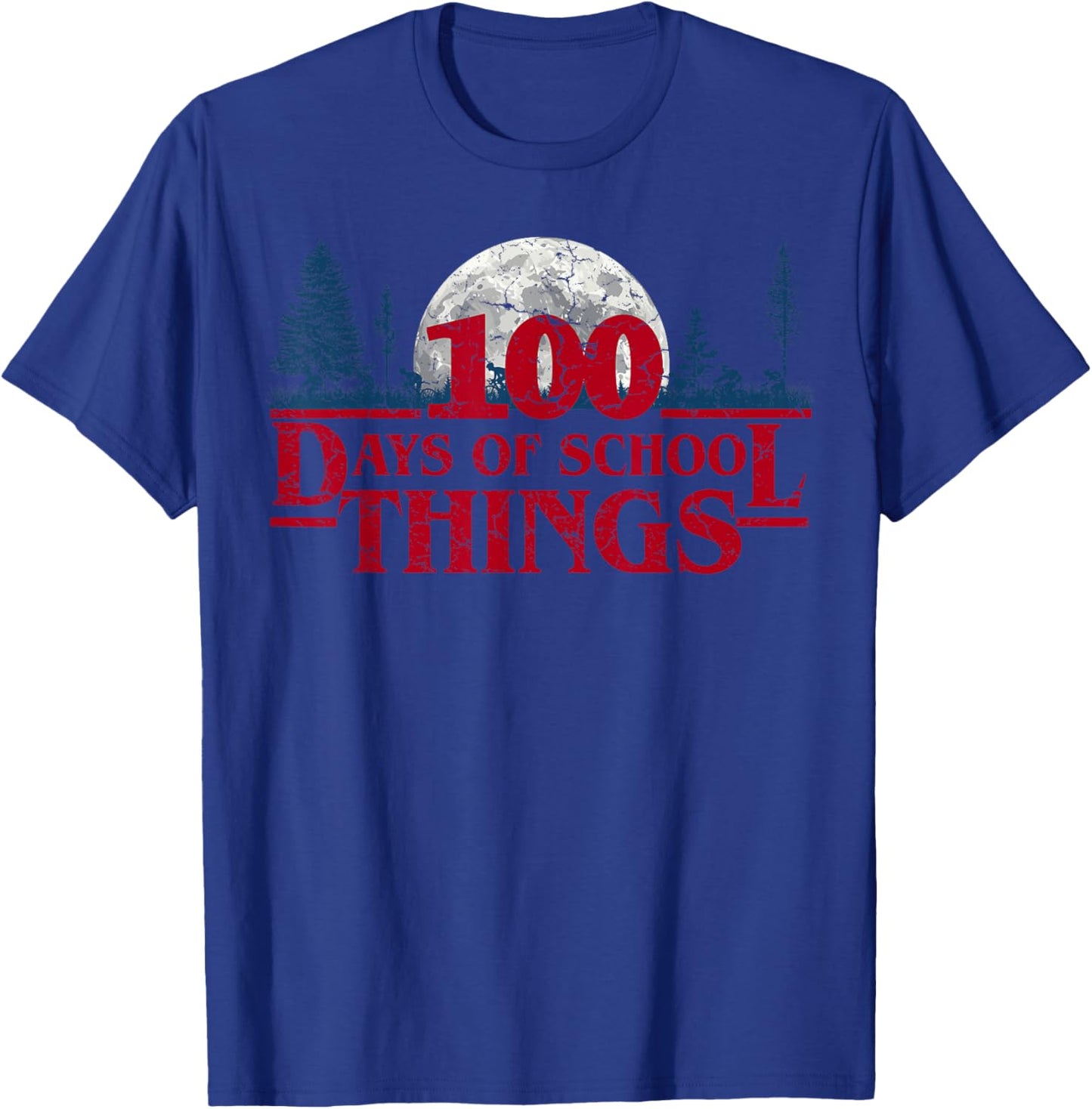 100 Days of School Things Retro Vintage School Funny Teacher T-Shirt - T-Shirt | Royal
