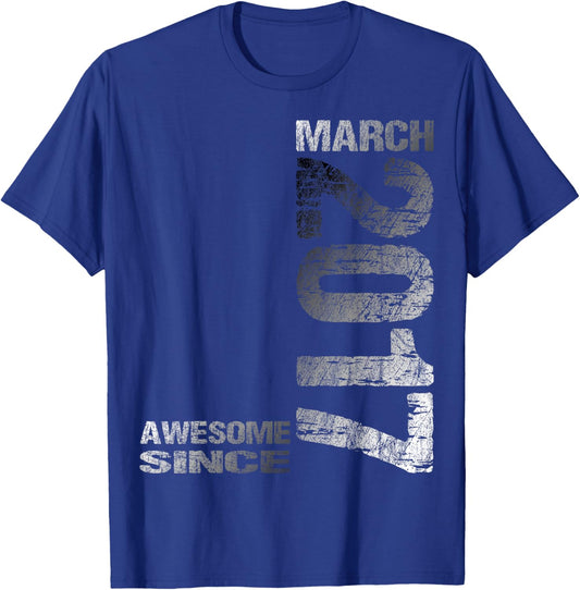 Awesome Since March 2017 Vintage 9. Birthday T-Shirt - T-Shirt | Royal